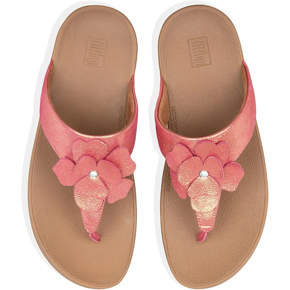 FitFlop Women’s Lottie Corsage Wedge-Heel Thong Sandal - Heather Pink - 11 - NIB